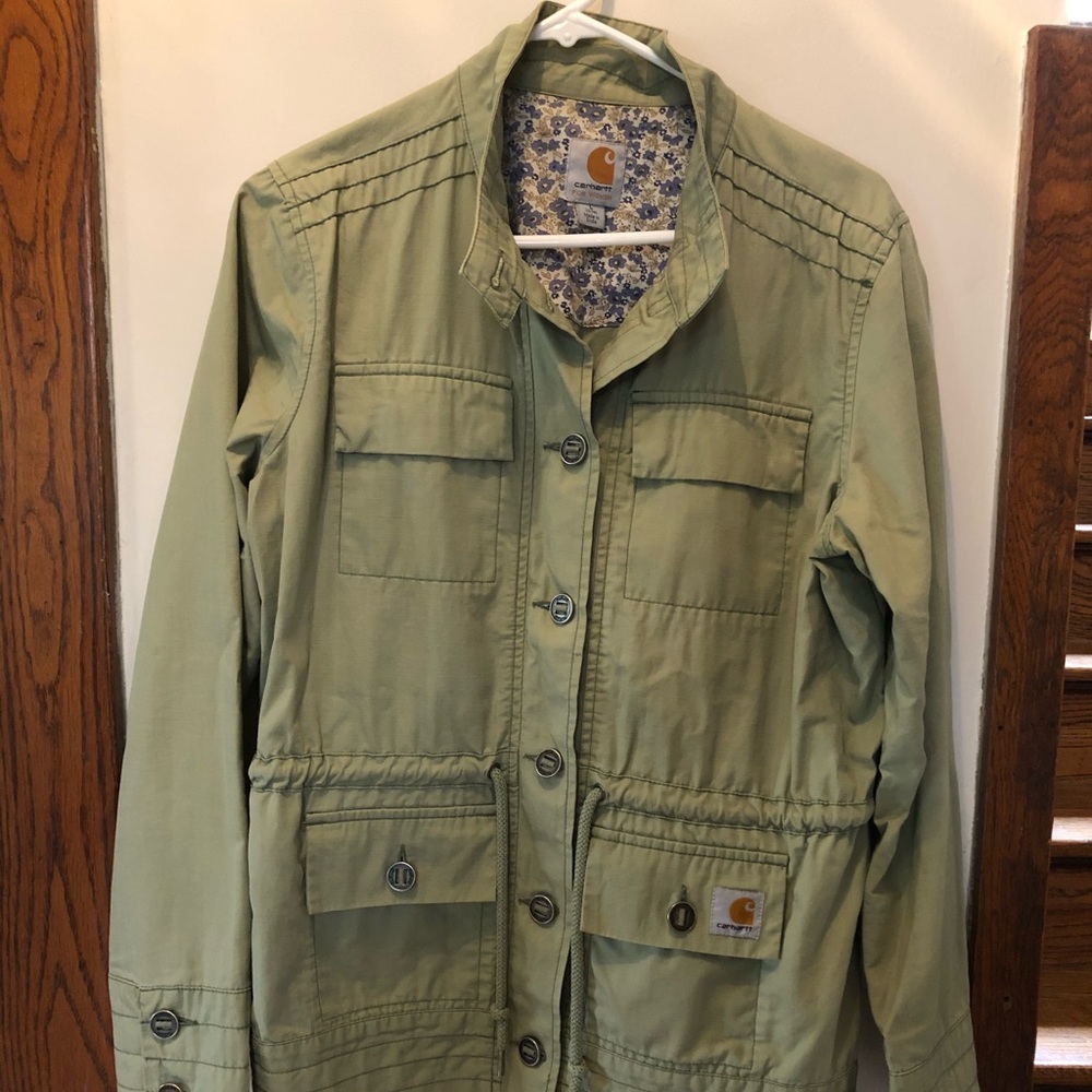 Carhartt light green canvas utility jacket
